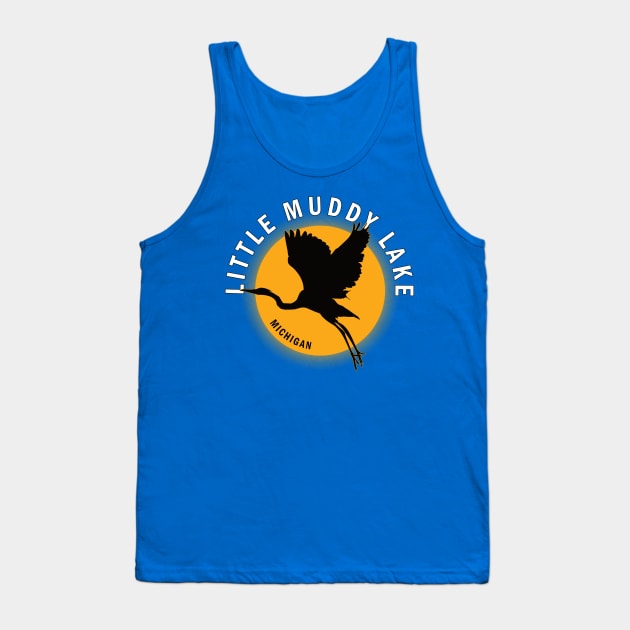 Little Muddy Lake in Michigan Heron Sunrise Tank Top by BirdsEyeWorks